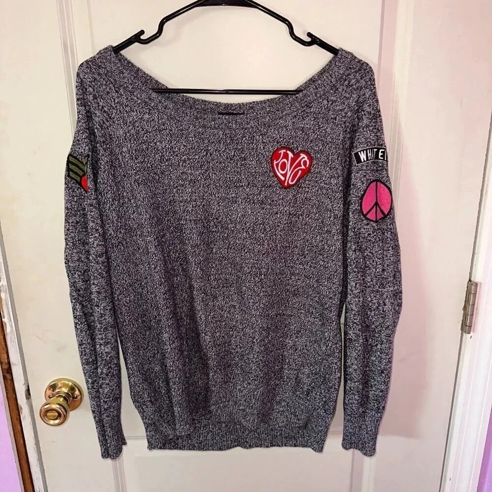 Torrid Y2K Marled Knit Patch Sweater Pullover 100% Cotton Sz L (0)